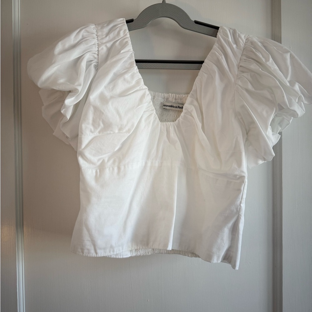 Abercrombie & Fitch White Puff Sleeve Top